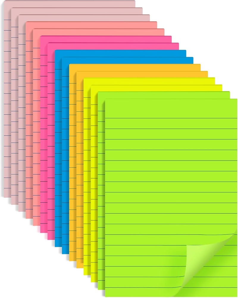vipstar (15 Pads) Lined Sticky Notes 4x6 in Post, 7 Bright Colors with Lines Self-Stick Note Pad it, Strong Adhesive, Big Rectangular Sticky Pads for Office, Home, School, Meeting - Image 1